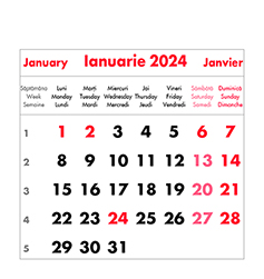 Mini calendar de birou 2024