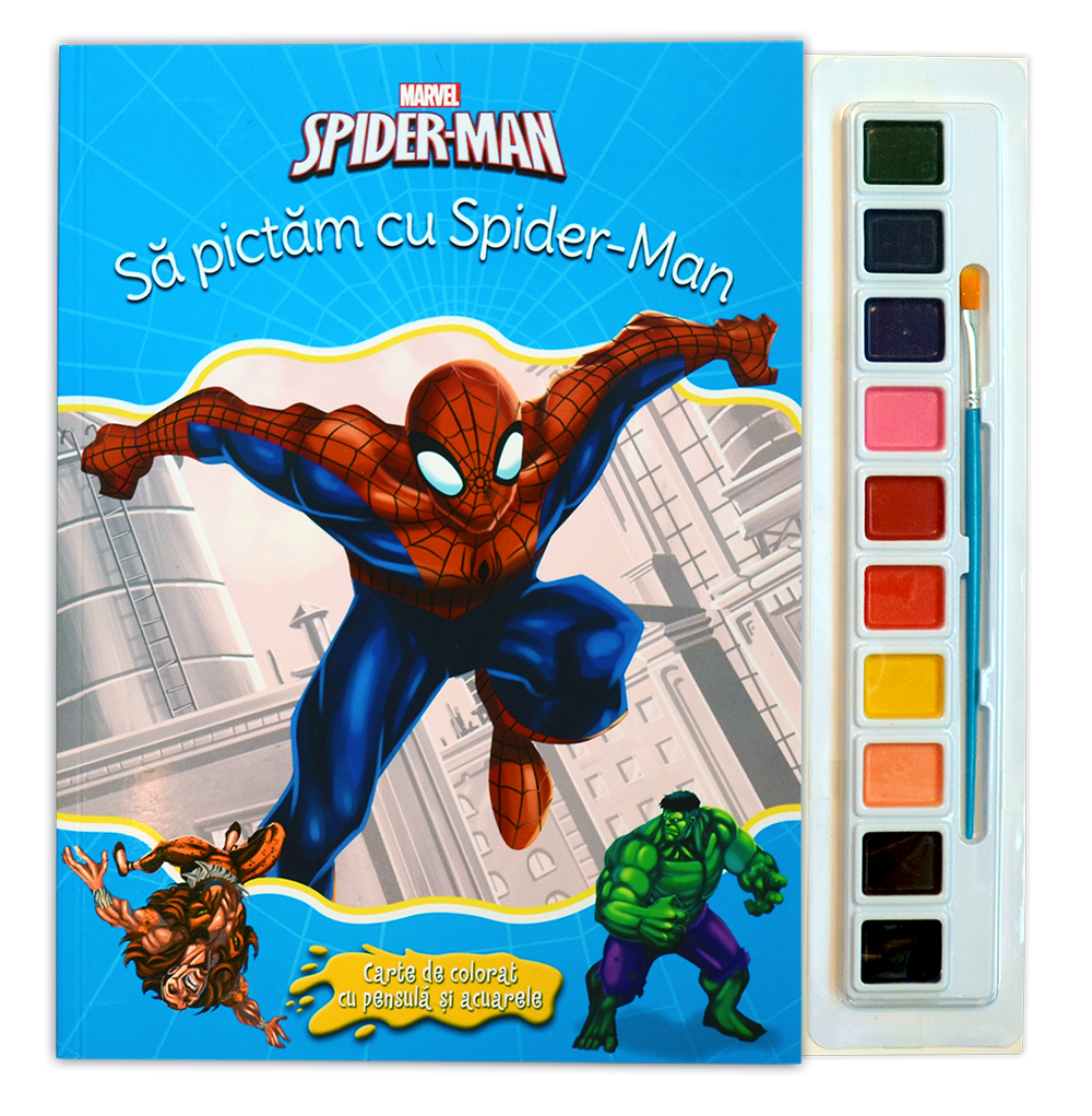 Spider-man. Să pictăm cu Spider-Man. Carte de colorat cu pensulă și acuarele Cărți