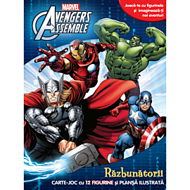 Marvel. Avengers Assemble. Răzbunătorii. Carte de joc cu 12 figurine și planșă ilustrată