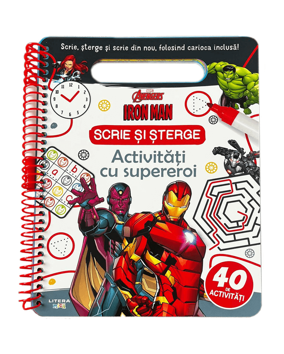 Marvel. Avengers. Iron Man. Scrie si sterge. Activitati cu supereroi