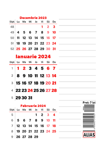 Calendar 2024, triptic cu planner magnetic