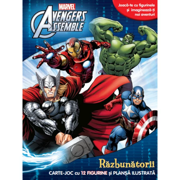 Sheer Choir Spacious Marvel. Avengers Assemble. Răzbunătorii. Carte de joc cu 12 figurine și  planșă ilustrată